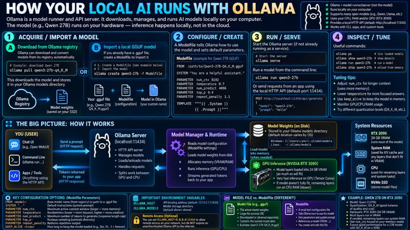 Diagram: how local AI runs with Ollama